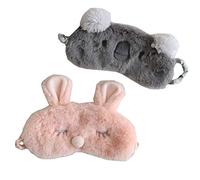 2PCS Plush Cartoon Eye Mask for Sleeping, Cute Fluffy Cartoon Animal Blindfold Eyeshade Travel Eye Cover for Women Men Girls Boys Kids (Koala Rabbit)