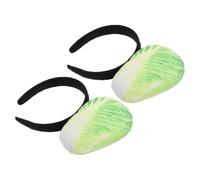2pcs Plush Chinese Cabbage Headband Light Green Costume | Women Girls Hair Hoop, Plastic Details, High Realism Design, Suitable for Halloween and Costume Balls