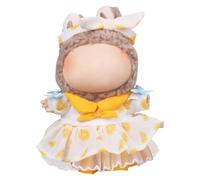 2pcs Plush Doll Skirt, Kawaii Plush Doll Clothes Set Stylish Yellow Dolly Dress with Cute Hairband for 6.7 inches Stuffed Dolly (Only Clothes)