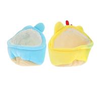 2pcs Plush Hamster Nest Warm Hideaway for Small Pets, Blue Yellow | Cozy Sleeping Spot, Easy to Move, Winter Use, for Guinea Pig Owners, Mice, Small Reptiles