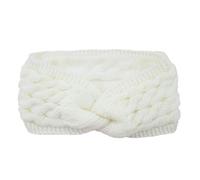 2pcs Plush Thick Knitting Sports Headband Autumn Ear Protection Warmer Women Thermal Insulation Cold Proof Head Cover For Winter(White)