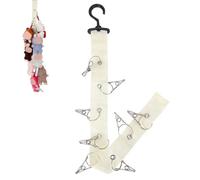 2pcs Plush Toy Display Strap, Stuffed Animal Hanging Storage Chain with 8 Metal Wall & Over Door Organizer Holder for 5.9-6.69in Doll or Hats Scarf Nursery Room Decor (White)