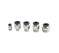 2PCS Pneumatic Air Connector Fitting PC 6-10mm12mm14mm16mm Thread 1/8 1/4 3/8 1/2 Black Hose Fittings Pipe Quick Connectors
