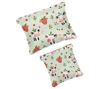 2Pcs Pocket Cosmetic Bag for Purses, Leather Small Makeup Bag Cosmetic Pouch, Portable No Zipper Makeup Pouch Coin Purse Jewelry Pouch, Highland Cows Sunflower, Multicolor 10, Small and Large, Art