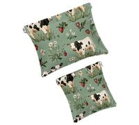 2Pcs Pocket Cosmetic Bag for Purses, Leather Small Makeup Bag Cosmetic Pouch, Portable No Zipper Makeup Pouch Coin Purse Jewelry Pouch, Highland Cows Sunflower, Multicolor 13, Small and Large, Art