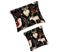 2Pcs Pocket Cosmetic Bag for Purses, Leather Small Makeup Bag Cosmetic Pouch, Portable No Zipper Makeup Pouch Coin Purse Jewelry Pouch, Highland Cows Sunflower, Multicolor 7, Small and Large, Art Deco