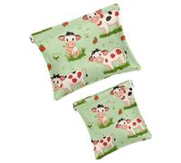 2Pcs Pocket Cosmetic Bag for Purses, Leather Small Makeup Bag Cosmetic Pouch, Portable No Zipper Makeup Pouch Coin Purse Jewelry Pouch, Highland Cows Sunflower, Multicolor 17, Small and Large, Art