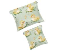 2Pcs Pocket Cosmetic Bag for Purses, Leather Small Makeup Bag Cosmetic Pouch, Portable No Zipper Makeup Pouch Coin Purse Jewelry Pouch, Highland Cows Sunflower, Multicolor 16, Small and Large, Art