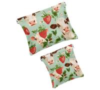 2Pcs Pocket Cosmetic Bag for Purses, Leather Small Makeup Bag Cosmetic Pouch, Portable No Zipper Makeup Pouch Coin Purse Jewelry Pouch, Highland Cows Sunflower, Multicolor 4, Small and Large, Art Deco
