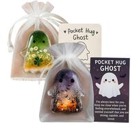 2pcs Pocket Hug Cute Halloween Ghost,2025 New Hug in A Pocket With Encouragement Card,Emotional Ghost Poch Huging Gifts,Good Luck Gifts for Halloween,Friends,Family,Kids (four-leaf&pumpkin)