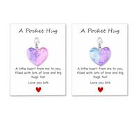 2pcs Pocket Hug Gifts for Girlfriend Romantic Couple Keychain Gifts for Boyfriend Wedding 1 Year Anniversary Birthday Valentines Day Gift for Couples I Love You Heart Keyring With Gift Card