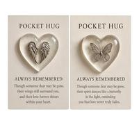 2Pcs Pocket Hug Token Always Remembered, Acrylic Angel Pocket Hug Card, Sympathy Butterfly Pocket Hug Card, Memorial Keepsake with Angel Wings & Butterfly, Sympathy Gift for for Friends Family