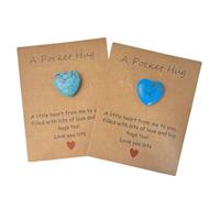 2Pcs Pocket Hug with Card Turquoise Blue Heart Token BFF Gifts for Women Pocket Hug Gift Good Luck Gifts Long Distance Relationship Gifts Thinking of You Gifts for Bestfriend