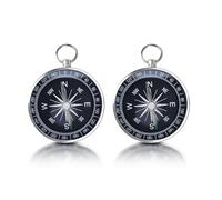 2Pcs Pocket North Compass, Aluminum Shell Navigation Compass with Key Ring, Portable Hiking Compasses for Camping/Outdoor Survival/Orienteering/Boating/Walking (Silver)