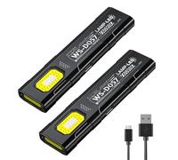2PCS Pocket-Sized Multi-Mode Led Flashlight, EDC Flashlight, Slim Flat Pocket Torch EDC Clip Light with Magnetic Base, USB Rechargeable, Powerful Mini Flash Light for Camping Travel