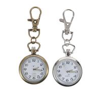 2pcs Pocket Watch Key Ring Women Alloy Clip on Vintage Nurse Watch | Metal Lobster Claw Clasp, Decorative Pendant for Handbags, Car Keys, Hospital Use, Stylish Retro Appeal