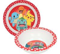 2Pcs Pokemon Kids Plate & Bowl Set, 350ml Bowl, 100% Official Licensed BPA-Free Reusable Plastic Tableware, Cartoon Design Snack Dishware for Toddlers Boys Girls Age 3+ Gift Set