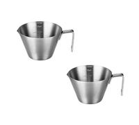 2Pcs Polished Surface Steel Espresso Cups Precise Dual Scales Mouth Espresso Pour Cup V Shaped Mouth Coffee Measuring for Coffee Latte Tomato Sauce