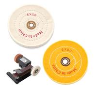 2PCS Polishing Wheel, Cotton Buffing Wheel for Bench Grinder, 6 Inch with 1/2" Arbor Hole, White and Yellow Cotton Wheels for Polishes Jewelry, Glass, Tools and More
