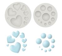 2Pcs Polymer Clay Molds for Jewelry Making, Half Round Ball and Heart Shape Polymer Clay Earring Tools Cutters Silicone Craft Mould Earring Making Supplies