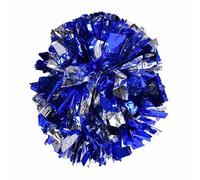 2PCS Pom Poms Cheerleading, Pompoms Cheer with Baton Handle for Team Spirit Sports Dance Cheering Kids Adults (Blue + Silver)