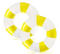 2PCS Pool Swim Ring Inflatable Pool Floats Water Fun Large Adult Swimming Pool Float for Beach Lake Summer Holiday Beach Party (30IN Yellow Striped)