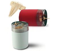 2pcs Pop-Up Automatic Toothpick Dispenser, Luxury Push Button Toothpick Holder with 400Pcs Toothpicks Automatic Toothpicks Dispenser For Both Indoor and Outdoor Use (2pcs E)