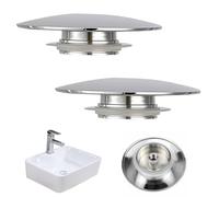 2Pcs Pop-Up Sink Caps, Bathroom Sink Push Button Replacement Parts, 66mm Chrome Basin Waste -Up Sink Cap, Click Clack Plug for Kitchen, Bathroom Basins, Bathroom Vanities, Sinks and Bathtubs