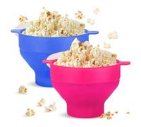 2pcs Popcorn Popper Bowl Microwave Popcorn Maker Silicone Microwave Hot Air Popcorn Bowl with Lid and Handles Collapsible Popcorn Bowl Silicone Popcorn Container for Gatherings Dormitories