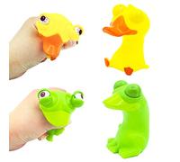 2Pcs Popping Out it Eyes Squishy Squeeze Toy,Funny Frog Duck Pinch Toy Stress Relief Toys,Squeeze Animals Toy Novelty Fidget Hand Toys for Christmas Stocking Fillers Kids Adults Autistic Birthday Gift