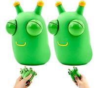 2Pcs Popping Out it Eyes Squishy Squeeze Toy,Funny Grass Worm Pinch Toy Stress Relief Toys,Squeeze Animals Toy Novelty Fidget Hand Toys