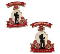 2pcs Poppy Badges and Pins Brooch Remembrance Day Decorations Veterans Memorial WW1 Military Badge Lest We Forget (2pcs)