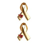 2Pcs Poppy Pins Rose Gold Ribbon Brooch Memorial Day & Veterans Day Gifts