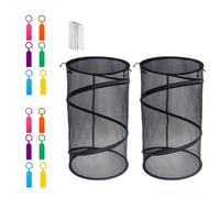 2Pcs PopUp Plant Covers with 8 U Pins and 12 Labels Effective Mesh Shield for Vegetable Flower and Protection Easy Setup Reusable Black and White 22.8x14in Against Insects and Birds(2PCBlack)