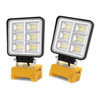 2Pcs Portable Adjustable Rechargeable LED Work Light Floodlight for Outdoors Camping Job Sites Lighting with Type C USB Port High Brightness