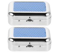 2pcs Portable Ashtray Blue Metal Pocket Ashtray for Travel Outdoors