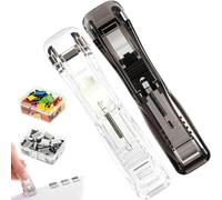 2Pcs Portable Binder Clip Stapler, with 100 Pcs Small Binder Clips, Non-Destructive Paper Clam Dispenser, Staple Free Clip Bi der Set, for Office, Home, School (#1)