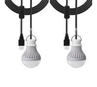 2pcs Portable Camping Lights 5W USB Children Bed Lamp with Metal Wire Hook, Dimmer Switch, Warm White, 35000 Hours, LED Bulb Outdoor Emergency Light (Warm White)