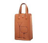 2Pcs Portable Felt Red Wine Bag Gift Handheld Wine Gift Storage Bag Double Drink Bag(Khaki)
