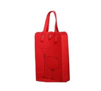 2Pcs Portable Felt Red Wine Bag Gift Handheld Wine Gift Storage Bag Double Drink Bag(Red)