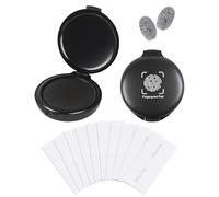 2Pcs Portable Fingerprint Ink Pad Set Black Ink Pad with Cleaning Wipes for Legal Documents, ID Cards, Scrapbooking, Office & Craft Use