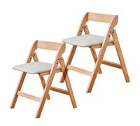 2pcs Portable Folding Dining Chairs - Wood Kitchen Chairs with Padded Seat Non-Assembly Farmhouse Upholstered Accent Chair for Home Office & Dining Room Fur