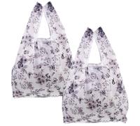 2pcs Portable Folding Shopping Bag Polyester Tote for Supermarket Use | Stylish Printed Pattern, Strong Stable Structure, Storage Function, Good Bearing Capacity, Not Easy to Fade