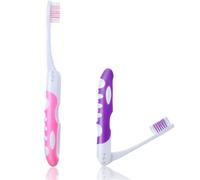2Pcs Portable Folding Travel Toothbrush Set with Soft Bristles for Hiking, Camping, and Traveling