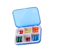 2pcs Portable Medicine Storage Box with 6 Compartments Blue