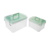 2pcs Portable Medicine Storage Box with Tray for Seniors | Plastic Green Organiser, Categorized Compartments and Secure Latch, for Clinic Visits and Small Spaces