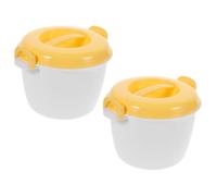 2pcs Portable Microwave Rice Cooker Steamer Box for Vegetables | PP Plastic Construction, Yellow Finish, Office Meal Prep Use, Suitable for Doctors and Students