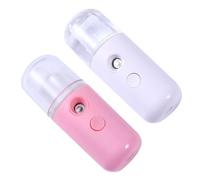 2Pcs Portable Nano Mist Sprayer Humidifier for Face Skin Hydration | Lightweight Cylindrical Design, Hydrating without Ruining Makeup, White and Pink Colors Included