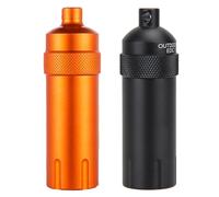 2PCS Portable Pill Case, Waterproof Seal Bottle, Waterproof Pill Holder,Pill Box Metal Small Pocket Survival Capsule Container for Hunting Camping Mountaineering (Pointed Head, Black+Orange)