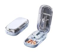 2PCS Portable Pill Cutter - Accurate Pill Splitter for Small and Large Tablets, Adjustable Blade Design, Compact Pill Box for Travel and Daily Use (A-Blue)